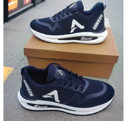 Men's Solid Synthetic Casual Shoes (Navy Blue)