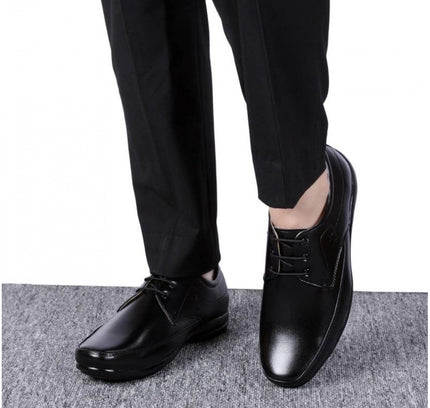 Men's Solid Synthetic Leather Formal Shoes (Black)