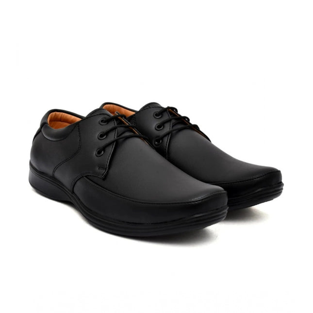 Men's Solid Synthetic Leather Formal Shoes (Black)