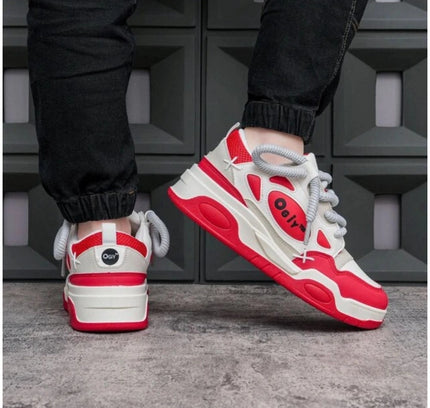 Men's Solid Synthetic Casual Shoes (Red)