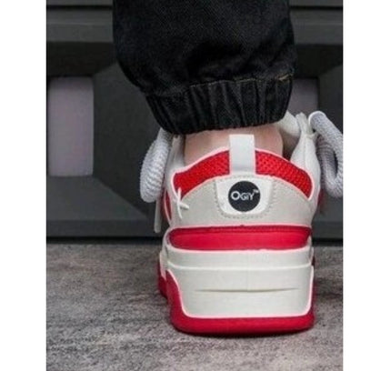 Men's Solid Synthetic Casual Shoes (Red)