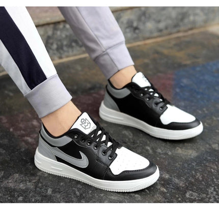 Men's Solid Synthetic Casual Shoes (Black)