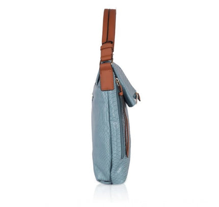 Women's Faux Leather Textured Sling Bag (Blue)