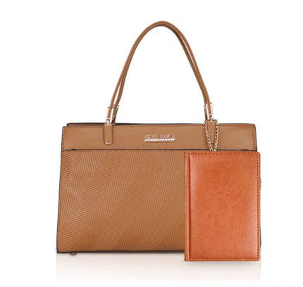 Women's Faux Leather Textured Adjustable Long Belt Handbag (Brown)