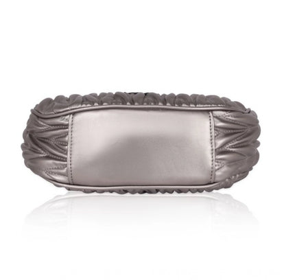 Women's Faux Leather Textured Handbag (Silver Grey)