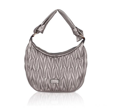 Women's Faux Leather Textured Handbag (Silver Grey)