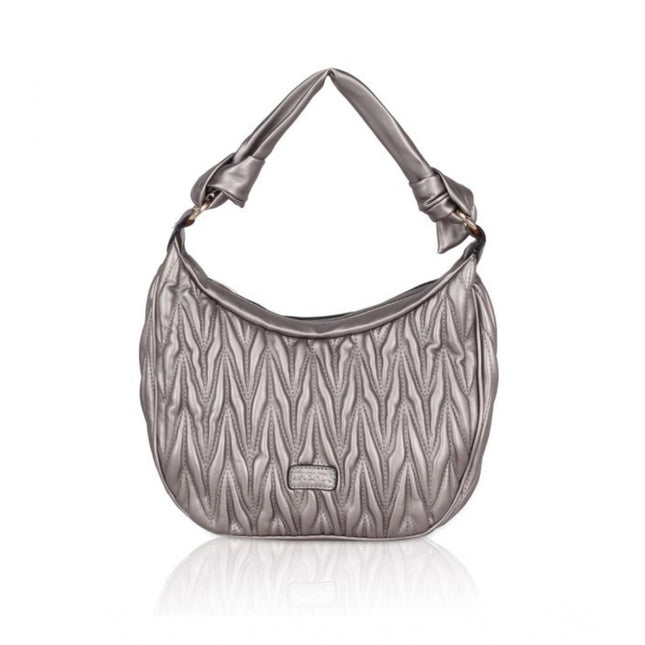 Women's Faux Leather Textured Handbag (Silver Grey)