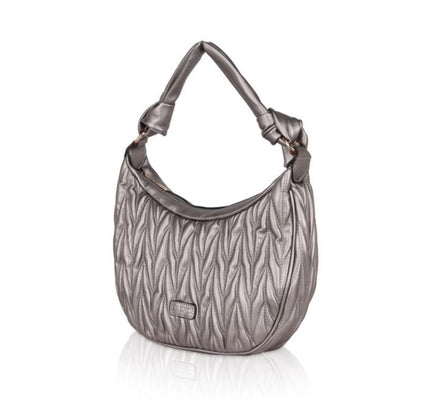 Women's Faux Leather Textured Handbag (Silver Grey)