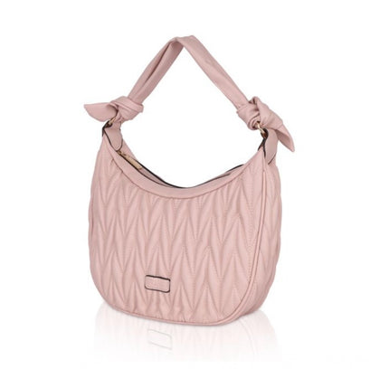 Women's Faux Leather Textured Handbag (Pink)