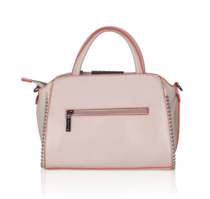 Women's Faux Leather Metal Beads Handbag (Khaki)