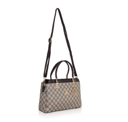 Women's Faux Leather Printed Handbag (Coffee)