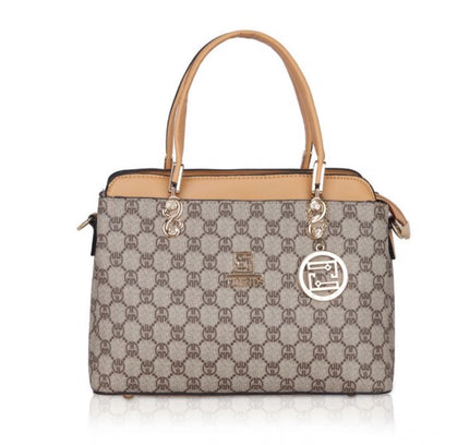 Women's Faux Leather Printed Handbag (Camel)