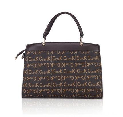 Women's Faux Leather Printed Handbag (Coffee)