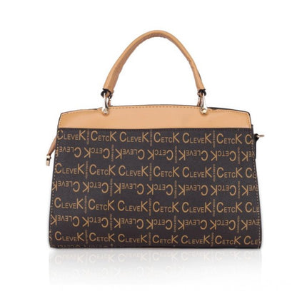 Women's Faux Leather Printed Handbag (Camel)