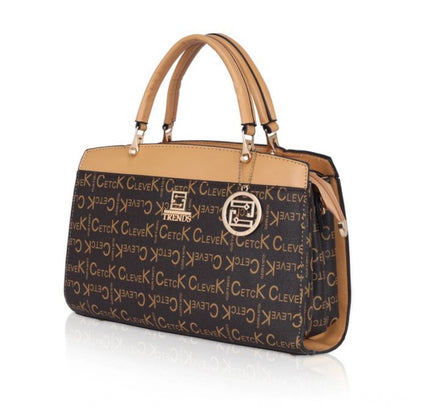 Women's Faux Leather Printed Handbag (Camel)