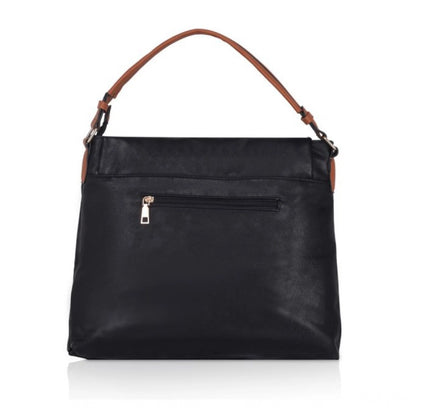 Women's Faux Leather Solid Sling Bag (Black)