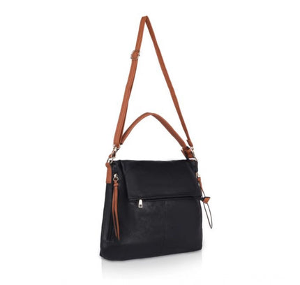 Women's Faux Leather Solid Sling Bag (Black)