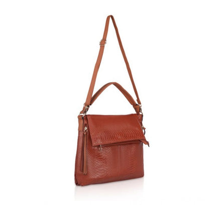 Women's Faux Leather Textured Sling Bag (Brown )