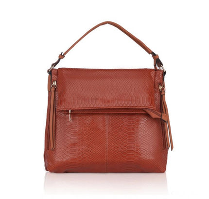 Women's Faux Leather Textured Sling Bag (Brown )