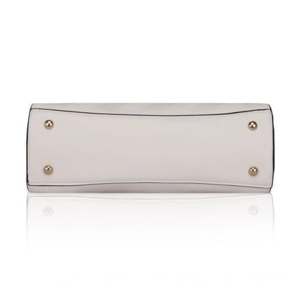 Women's Faux Leather Textured Adjustable Long Belt Handbag (White)