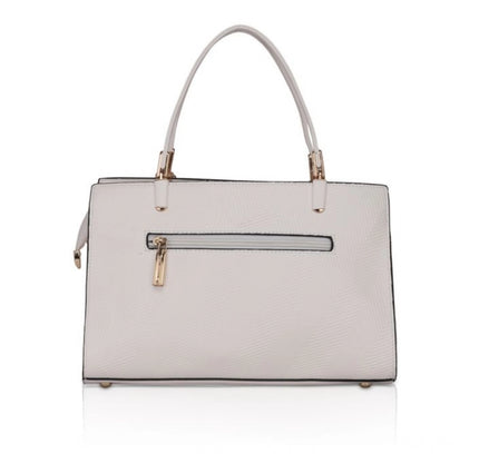 Women's Faux Leather Textured Adjustable Long Belt Handbag (White)