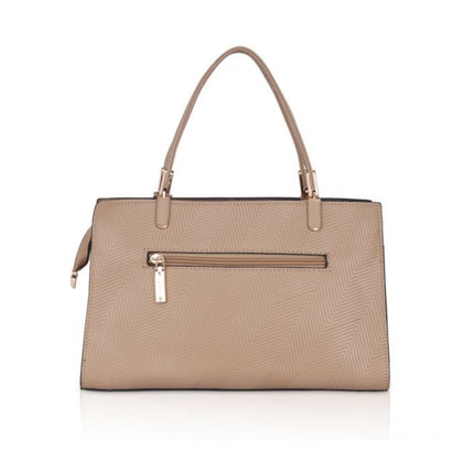 Women's Faux Leather Textured Adjustable Long Belt Handbag (Khaki)