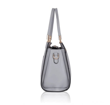 Women's Faux Leather Textured Adjustable Long Belt Handbag (Grey)