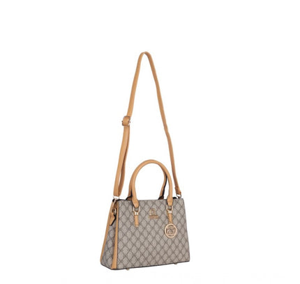 Women's Faux Leather Printed Handbag (Camel)