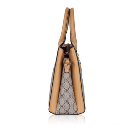 Women's Faux Leather Printed Handbag (Camel)