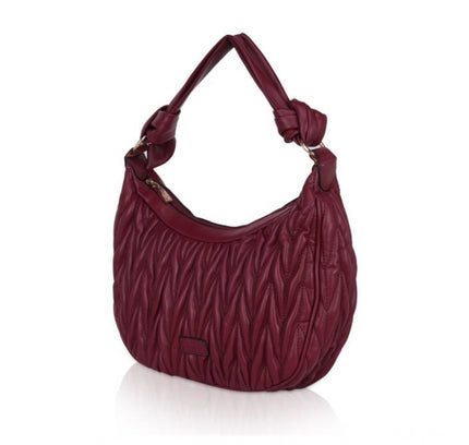 Women's Faux Leather Textured Handbag (Red)