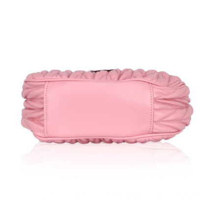 Women's Faux Leather Textured Handbag (Pink)