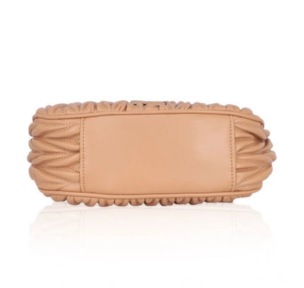 Women's Faux Leather Textured Handbag (Beige)