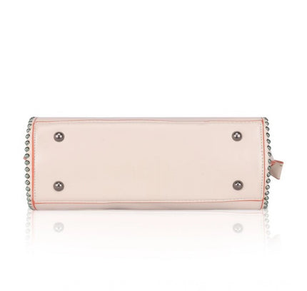 Women's Faux Leather Metal Beads Handbag (Pink)