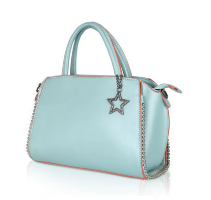 Women's Faux Leather Metal Beads Handbag (Green)