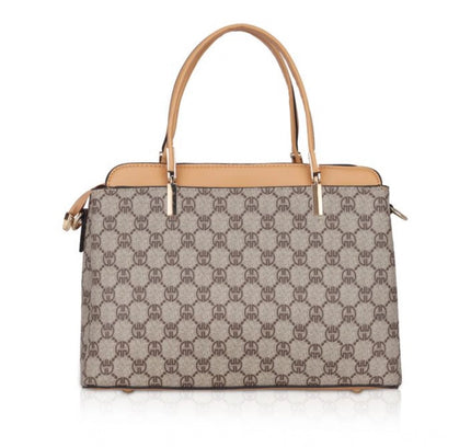 Women's Faux Leather Printed Handbag (Camel)