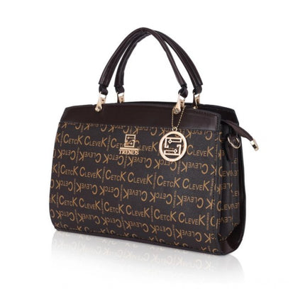 Women's Faux Leather Printed Handbag (Coffee)