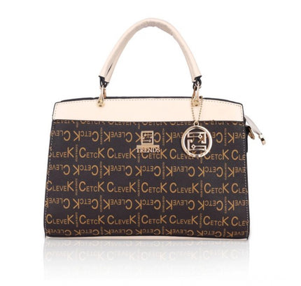 Women's Faux Leather Printed Handbag (Beige)