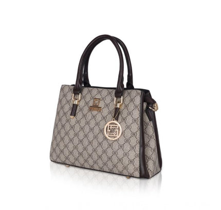 Women's Faux Leather Printed Handbag (Coffee)