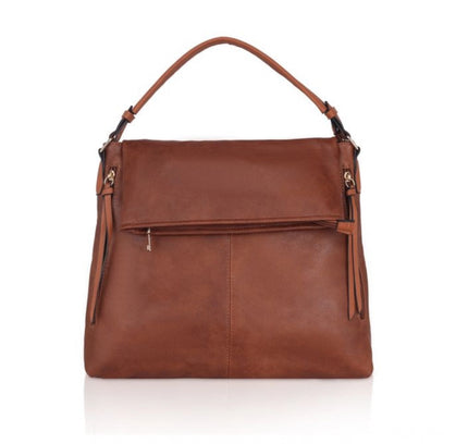 Women's Faux Leather Solid Sling Bag (Brown)