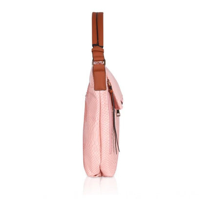 Women's Faux Leather Textured Sling Bag (Pink)