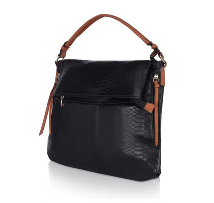 Women's Faux Leather Textured Sling Bag (Black)