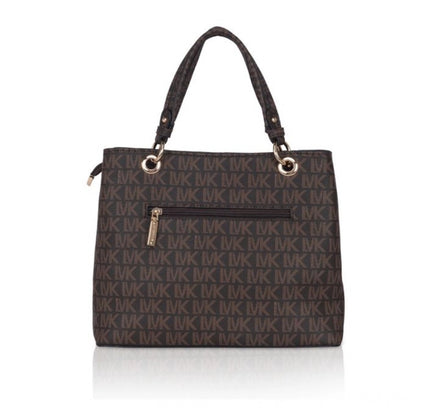 Women's Faux Leather Printed Handheld Bag (Brown)