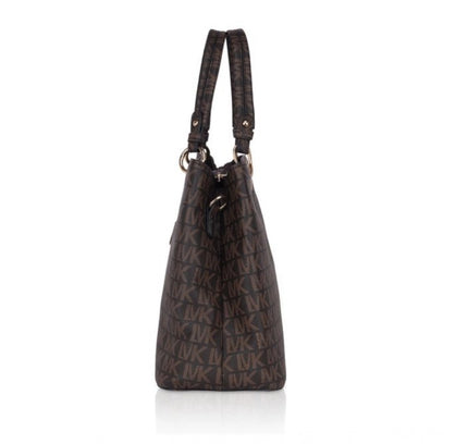 Women's Faux Leather Printed Handheld Bag (Brown)