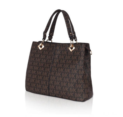 Women's Faux Leather Printed Handheld Bag (Brown)