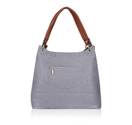 Women's Faux Leather Textured Tote Bag (Blue)