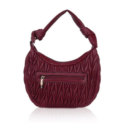 Women's Faux Leather Textured Handbag (Red)