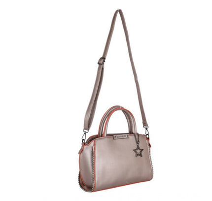 Women's Faux Leather Metal Beads Handbag (Bronze)