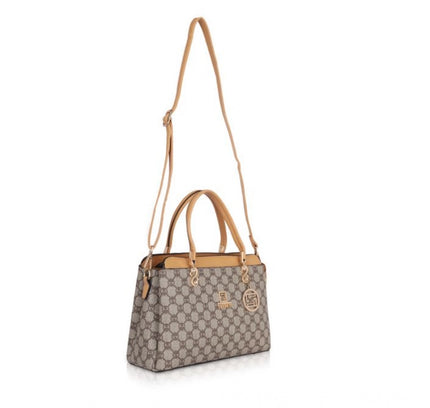 Women's Faux Leather Printed Handbag (Camel)