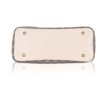 Women's Faux Leather Printed Handbag (Beige)