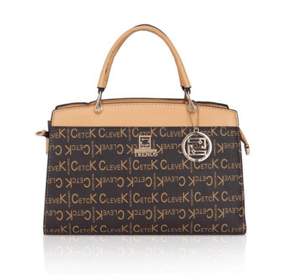 Women's Faux Leather Printed Handbag (Camel)